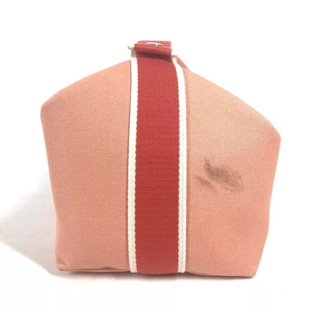 HERMES Bridua Black GM bag vanity bag pouch Hand Bag Canvas pink - Picture 4 of 16